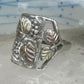 Vintage Sterling Silver Coleman Co Black Hills Gold Cigar Band Leaf Ring Size 9.25 925