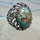 Brutalist ring Turquoise size 7 sterling silver Mexican band women