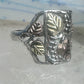 Vintage Sterling Silver Coleman Co Black Hills Gold Cigar Band Leaf Ring Size 9.25 925