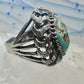 Brutalist ring Turquoise size 7 sterling silver Mexican band women