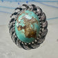 Brutalist ring Turquoise size 7 sterling silver Mexican band women