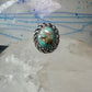 Brutalist ring Turquoise size 7 sterling silver Mexican band women