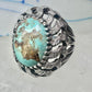 Brutalist ring Turquoise size 7 sterling silver Mexican band women