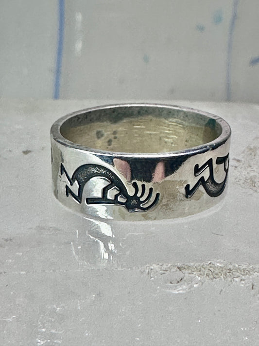 Kokopelli ring vintage fertility southwest pinky band size 4.50 sterling silver women