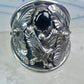 Navajo Eagle ring Randall Endito onyx leaves size 17 sterling silver men