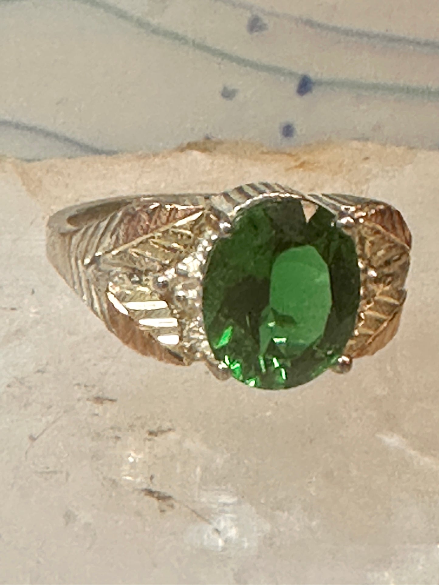 Black Hills Gold ring size 10.75 Green band sterling silver women