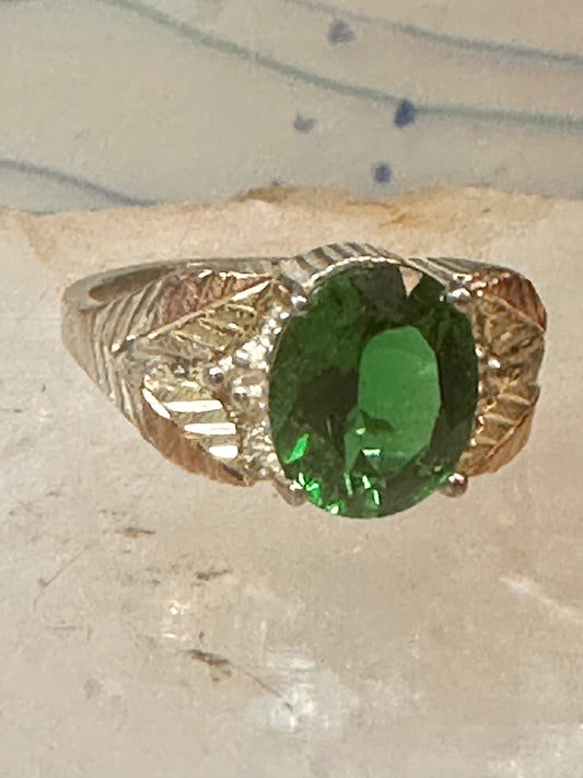 Black Hills Gold ring size 10.75 Green band sterling silver women