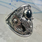 Navajo Eagle ring Randall Endito onyx leaves size 17 sterling silver men