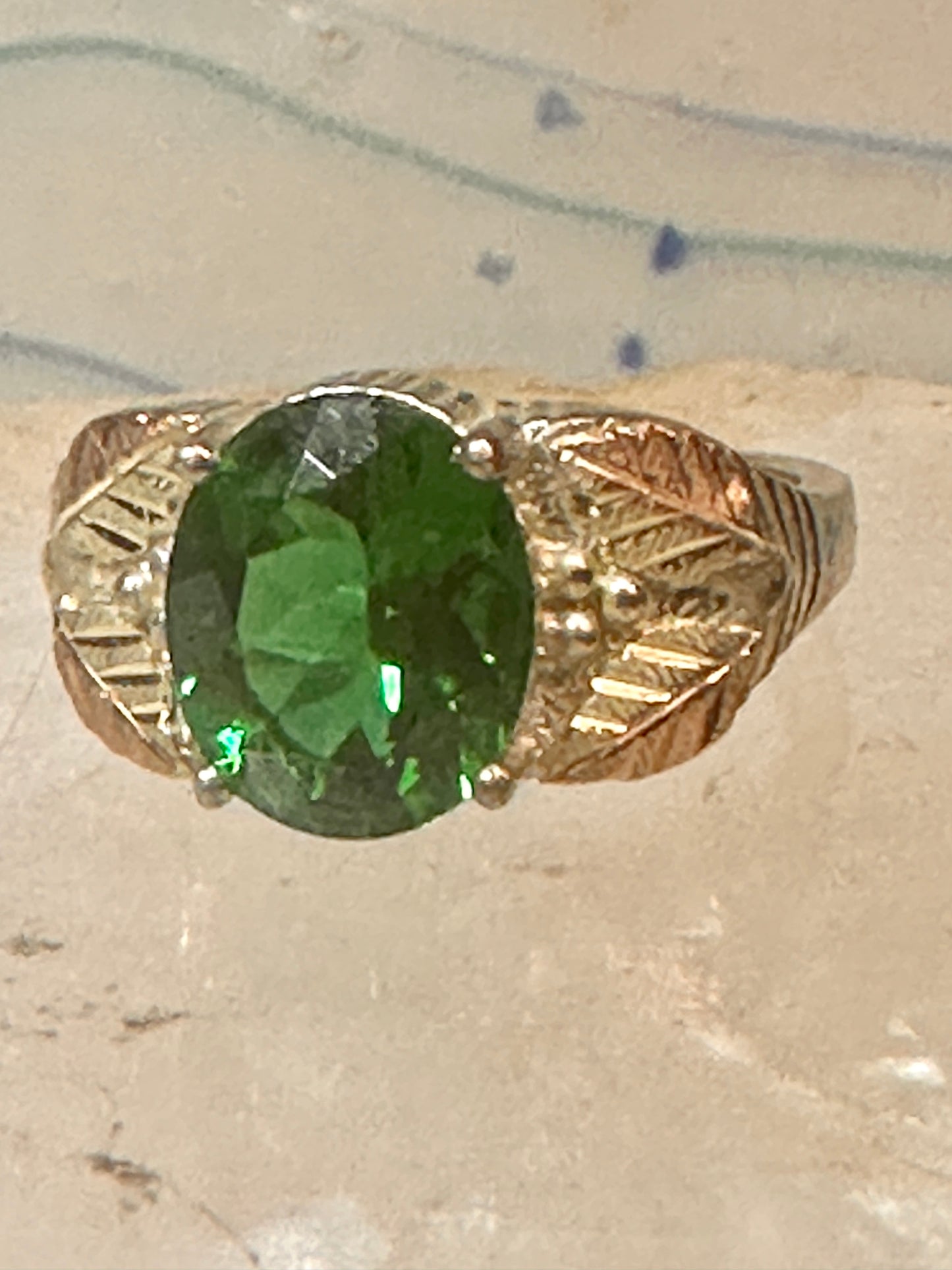 Black Hills Gold ring size 10.75 Green band sterling silver women