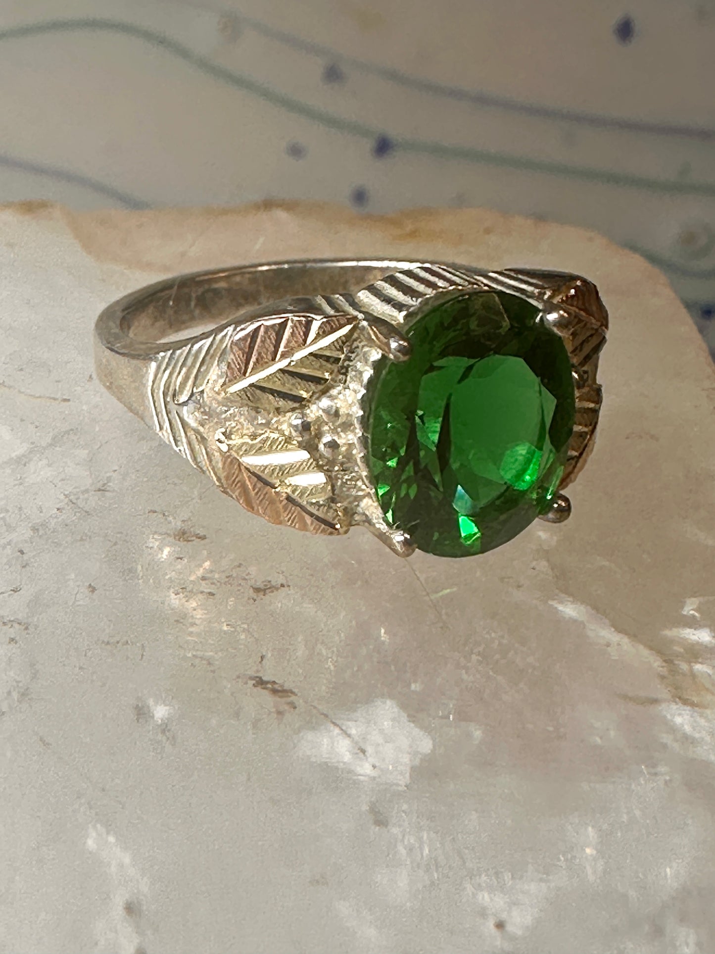 Black Hills Gold ring size 10.75 Green band sterling silver women