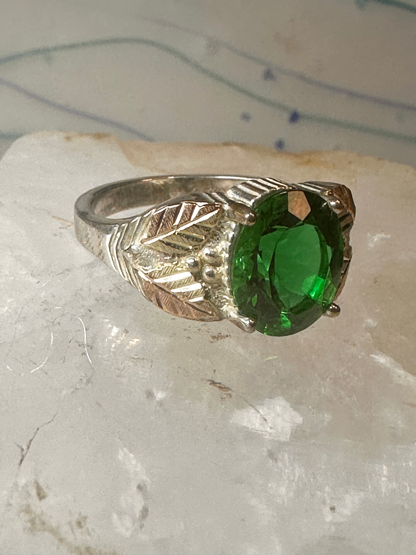 Black Hills Gold ring size 10.75 Green band sterling silver women