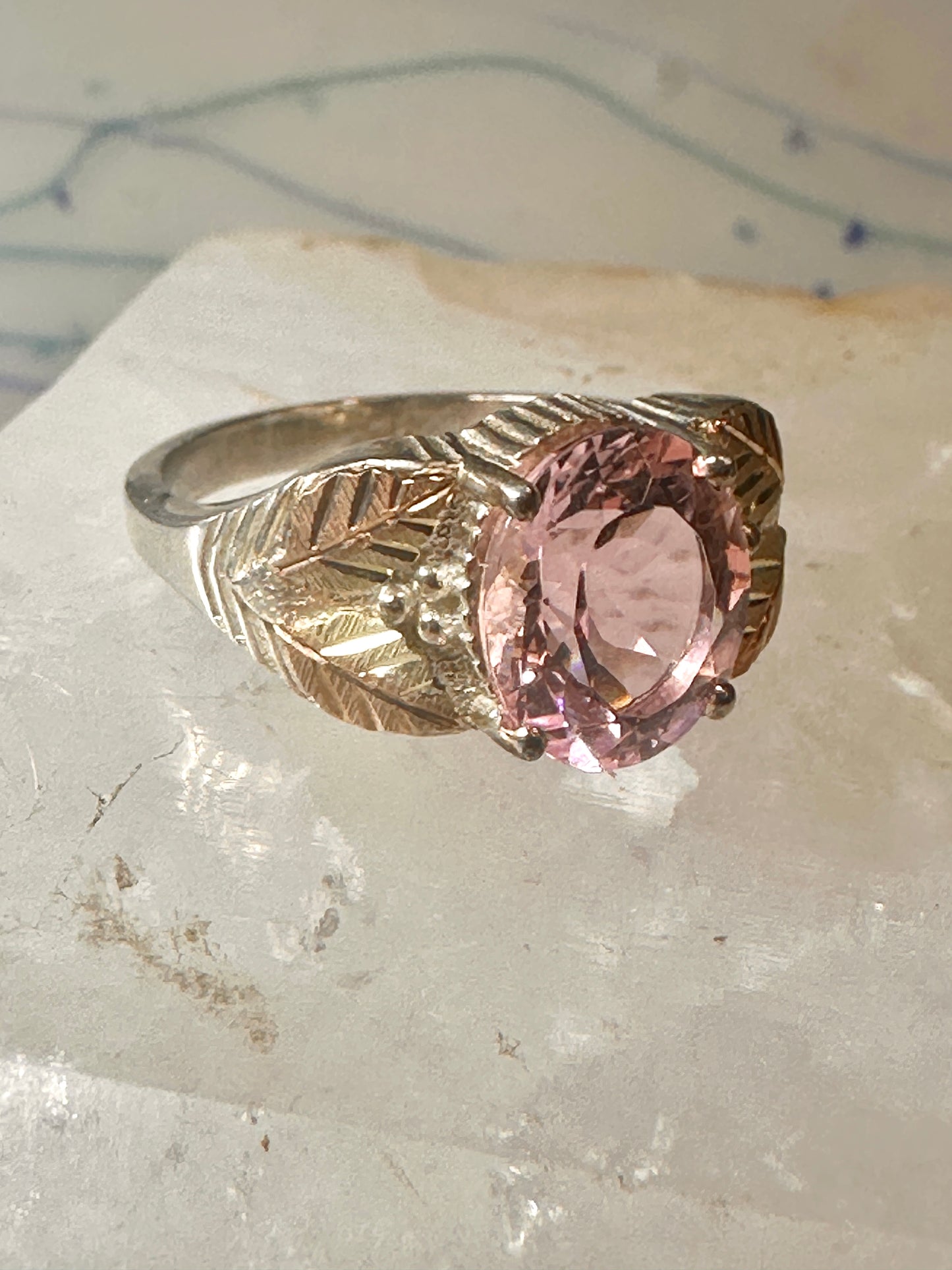 Black Hills Gold ring size 10.75 pink band sterling silver women