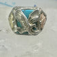 Eagle ring turquoise Black Hills Gold leaves band size 7 sterling silver women girls men