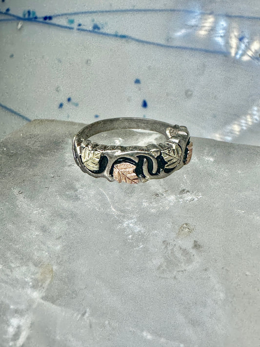 Black Hills Gold ring Leaves Wedding band size 9.75 sterling silver women men