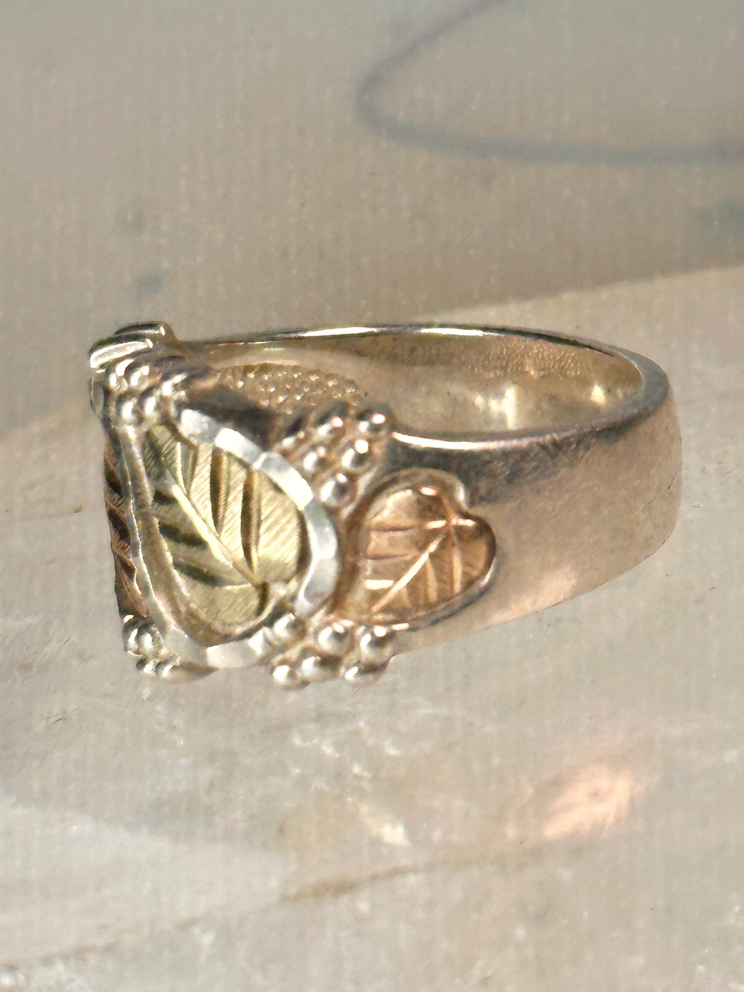 Black Hills Gold ring leaves band size 6.75 sterling silver men women