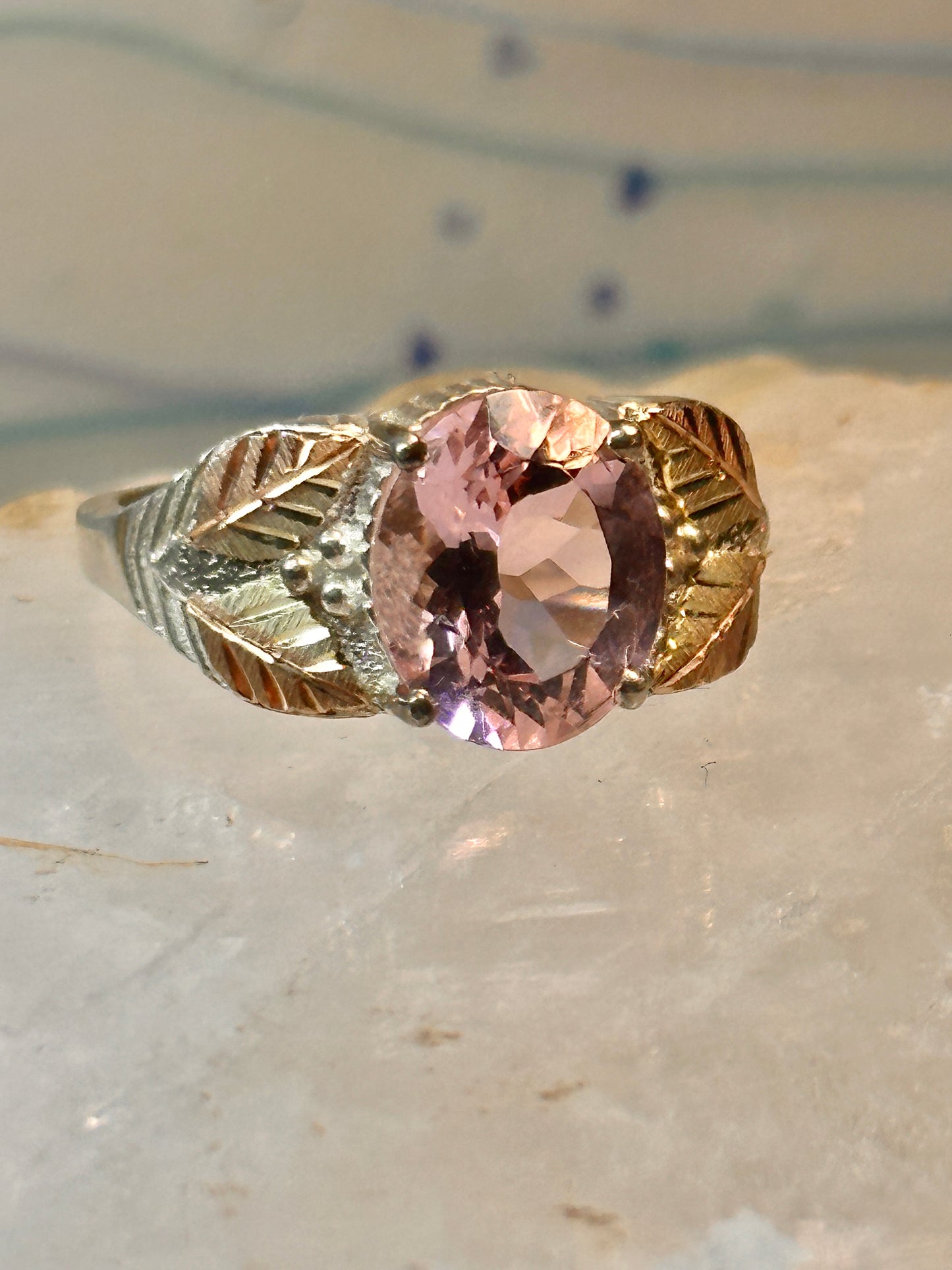 Black Hills Gold ring size 10.75 pink band sterling silver women