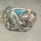 Eagle ring turquoise Black Hills Gold leaves band size 7 sterling silver women girls men