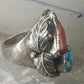 Navajo ring Turquoise Coral band size 10.25 sterling silver women men
