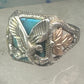 Eagle ring turquoise Black Hills Gold leaves band size 7 sterling silver women girls men