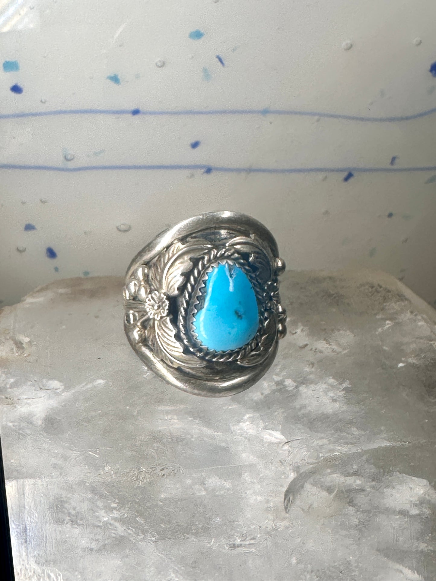 Navajo ring Turquoise band size 11.75 sterling silver women men signed P
