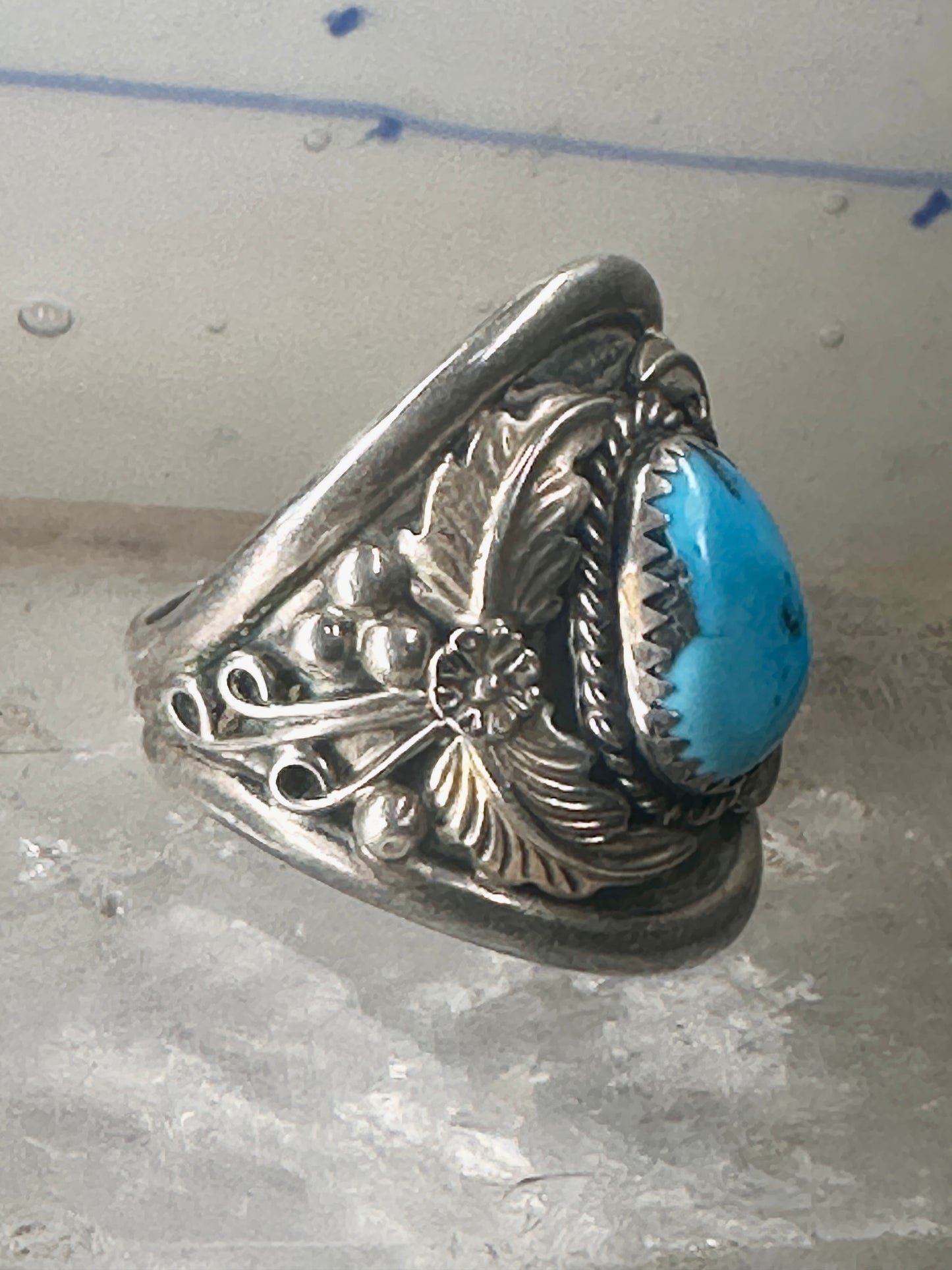 Navajo ring Turquoise band size 11.75 sterling silver women men signed P