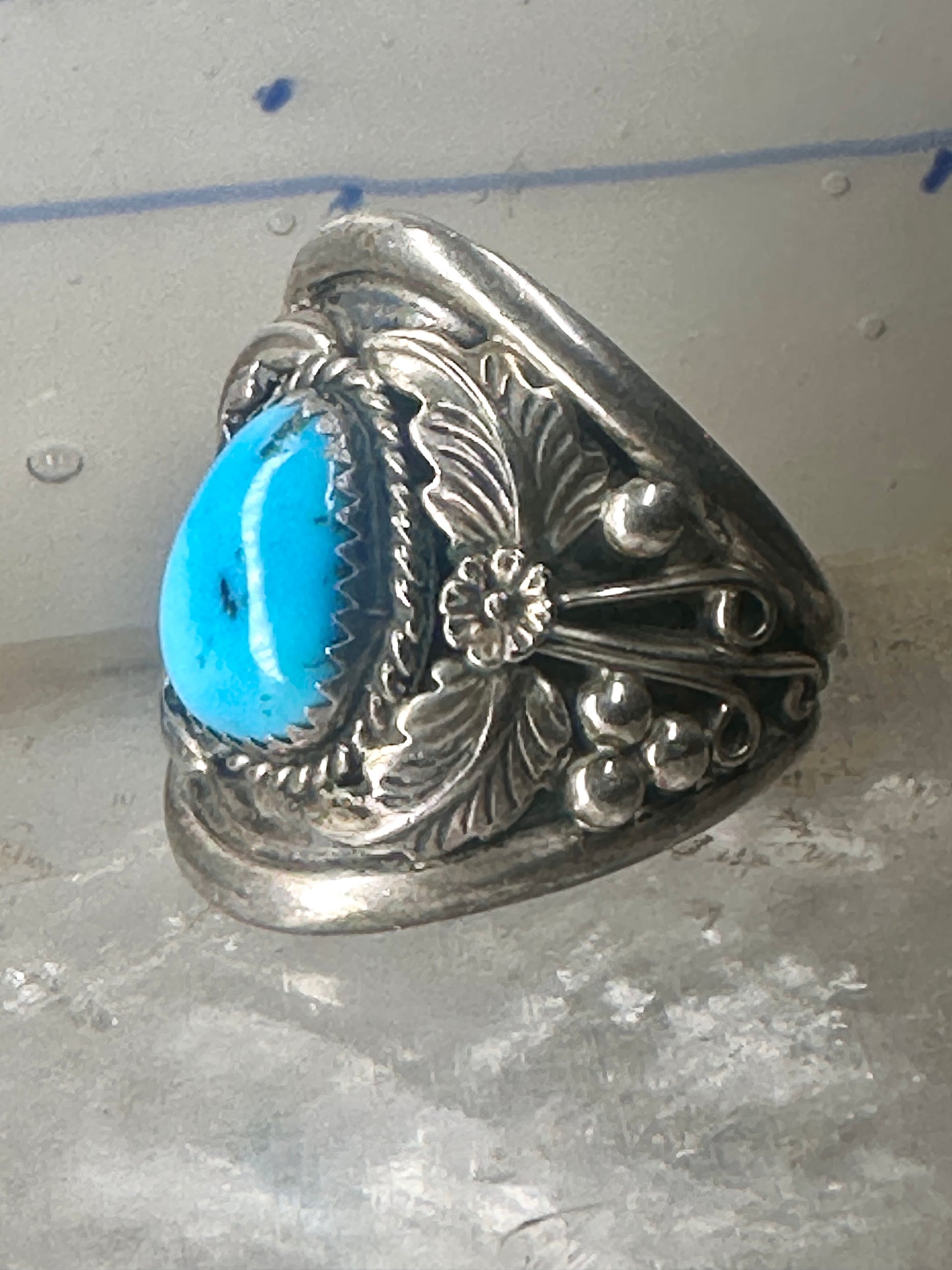 Navajo ring Turquoise band size 11.75 sterling silver women men signed P