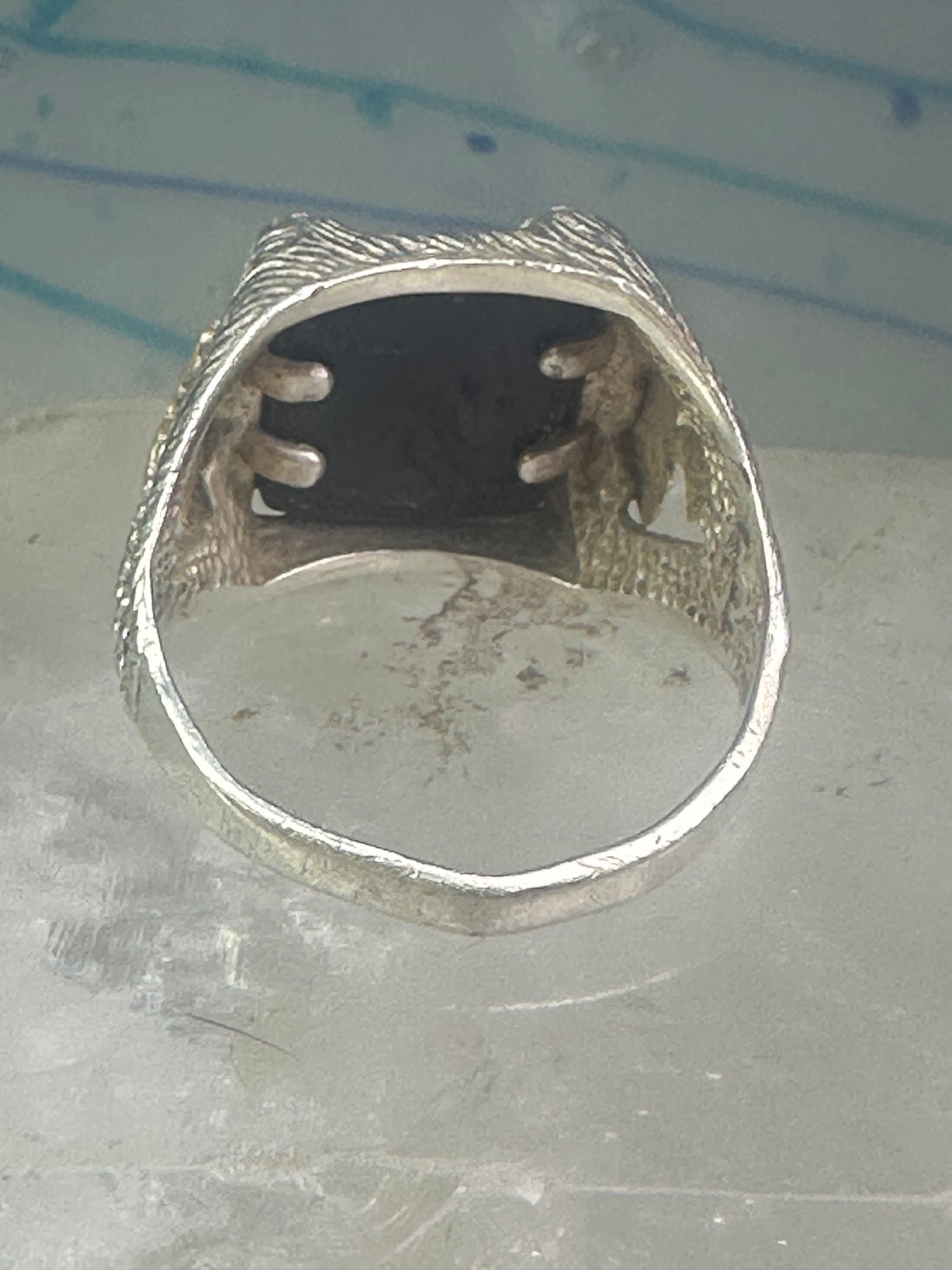 Eagle ring onyx Black Hills Gold band size 12 sterling silver women men
