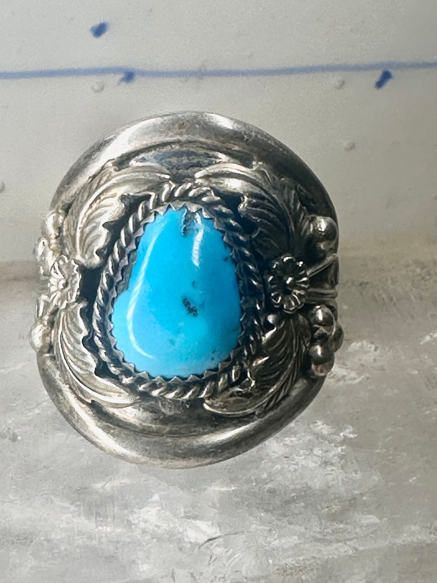 Navajo ring Turquoise band size 11.75 sterling silver women men signed P
