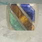 Tiger eye ring onyx sodalite Mexican band size 8 sterling silver women men