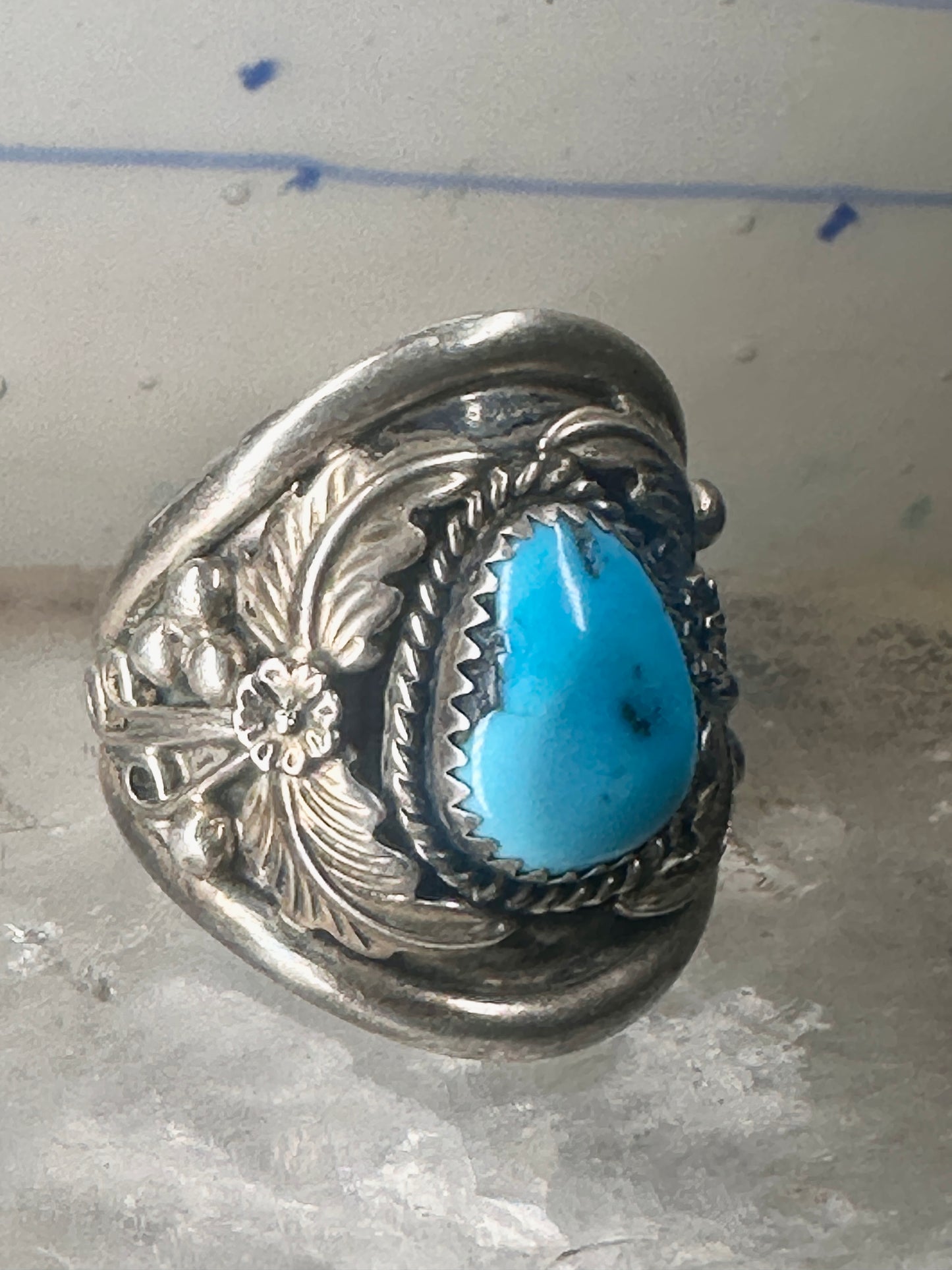 Navajo ring Turquoise band size 11.75 sterling silver women men signed P