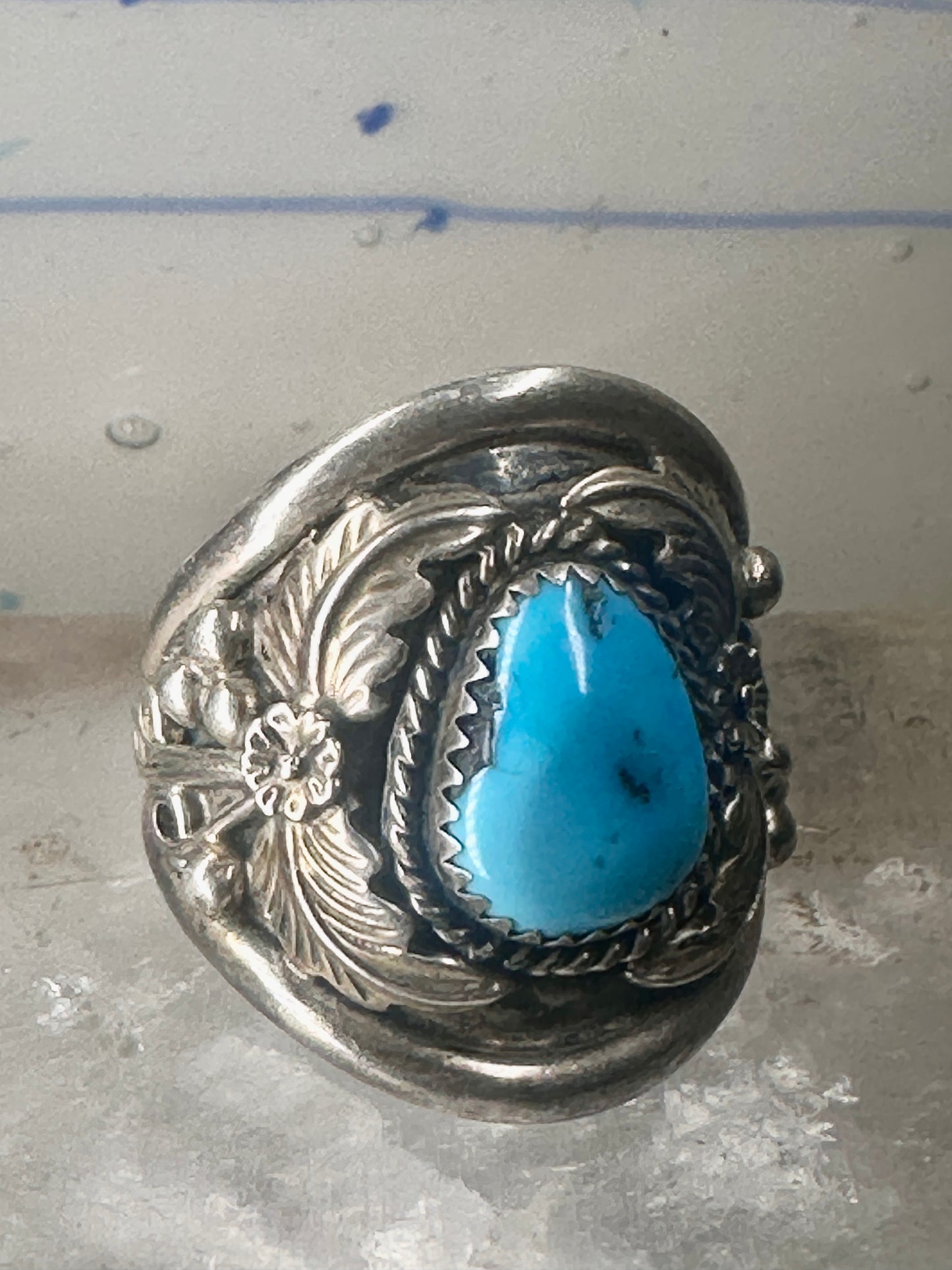 Navajo ring Turquoise band size 11.75 sterling silver women men signed P
