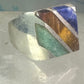 Tiger eye ring onyx sodalite Mexican band size 8 sterling silver women men