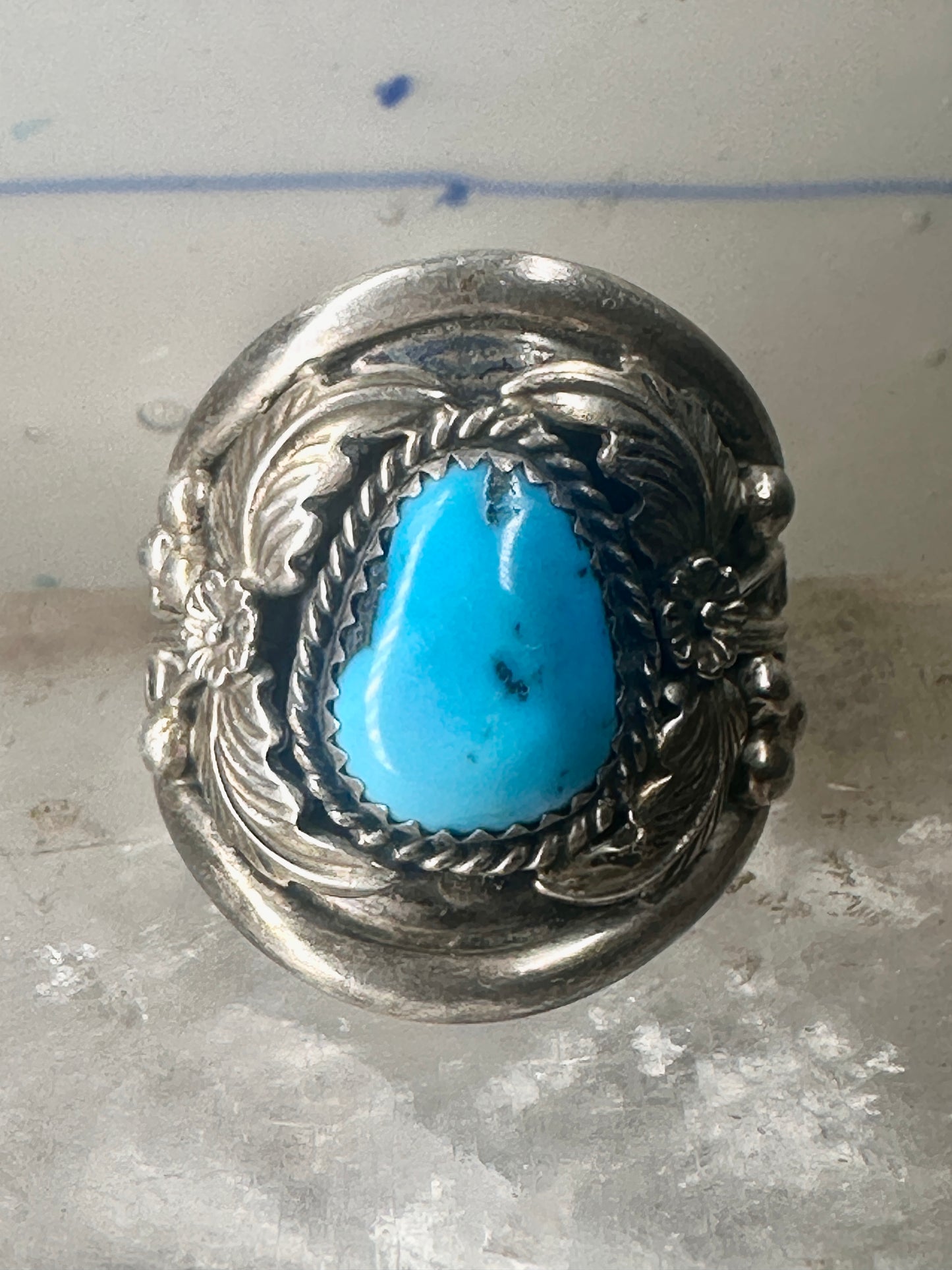 Navajo ring Turquoise band size 11.75 sterling silver women men signed P
