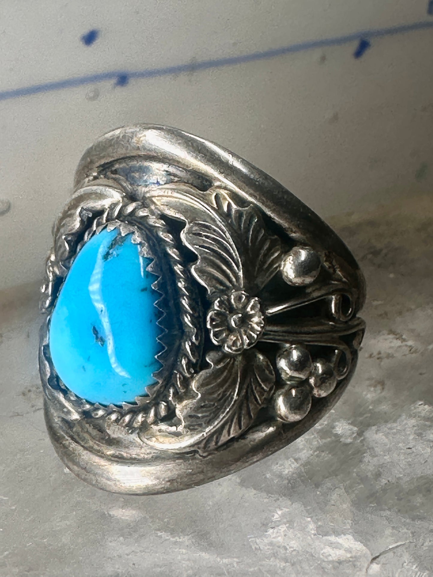 Navajo ring Turquoise band size 11.75 sterling silver women men signed P