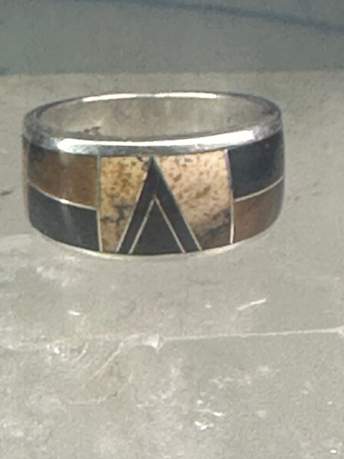 Tiger eye ring onyx jasper southwest pinky band size 5.25 sterling silver women girls