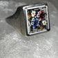 Flower ring Mosaic size 3.75 pinky  band sterling silver women girls