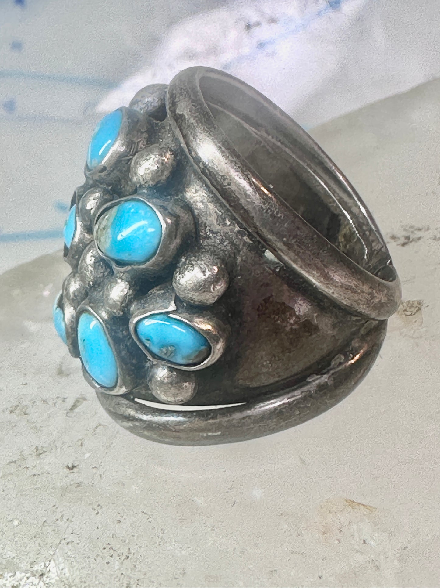 Navajo ring Dome Turquoise band size 6 sterling silver women girls