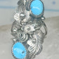 Vintage Sterling Silver Navajo Turquoise Squash Blossom Flower Ring Size 7.50 925