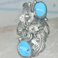 Vintage Sterling Silver Navajo Turquoise Squash Blossom Flower Ring Size 7.50 925