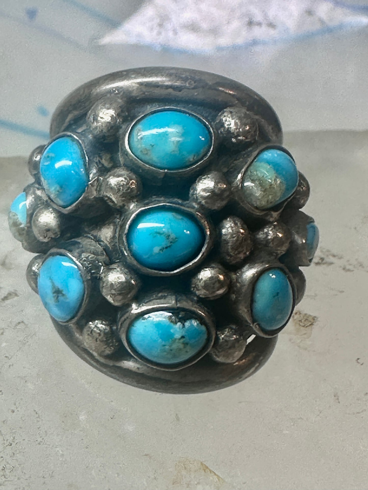 Navajo ring Dome Turquoise band size 6 sterling silver women girls