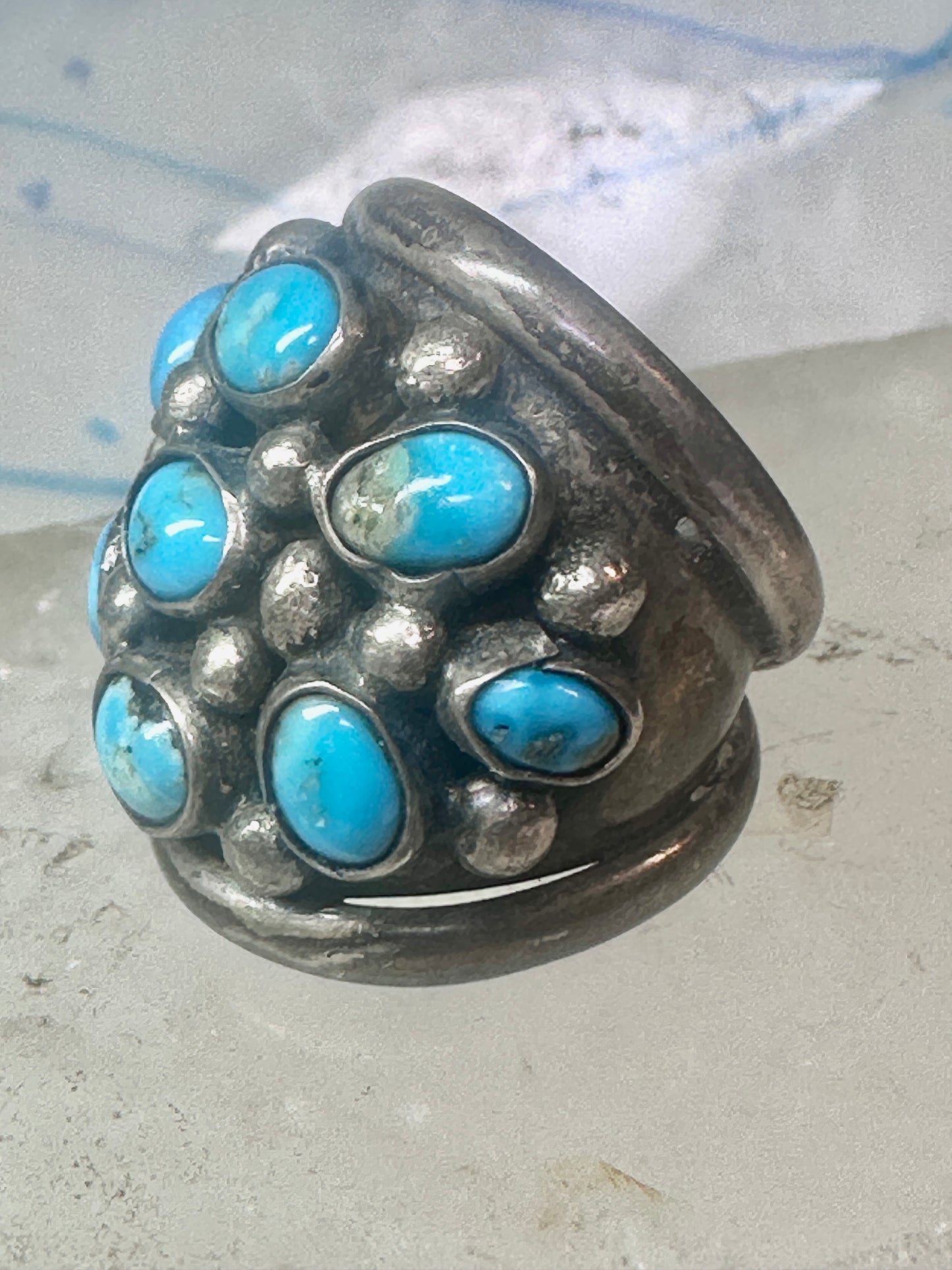 Navajo ring Dome Turquoise band size 6 sterling silver women girls
