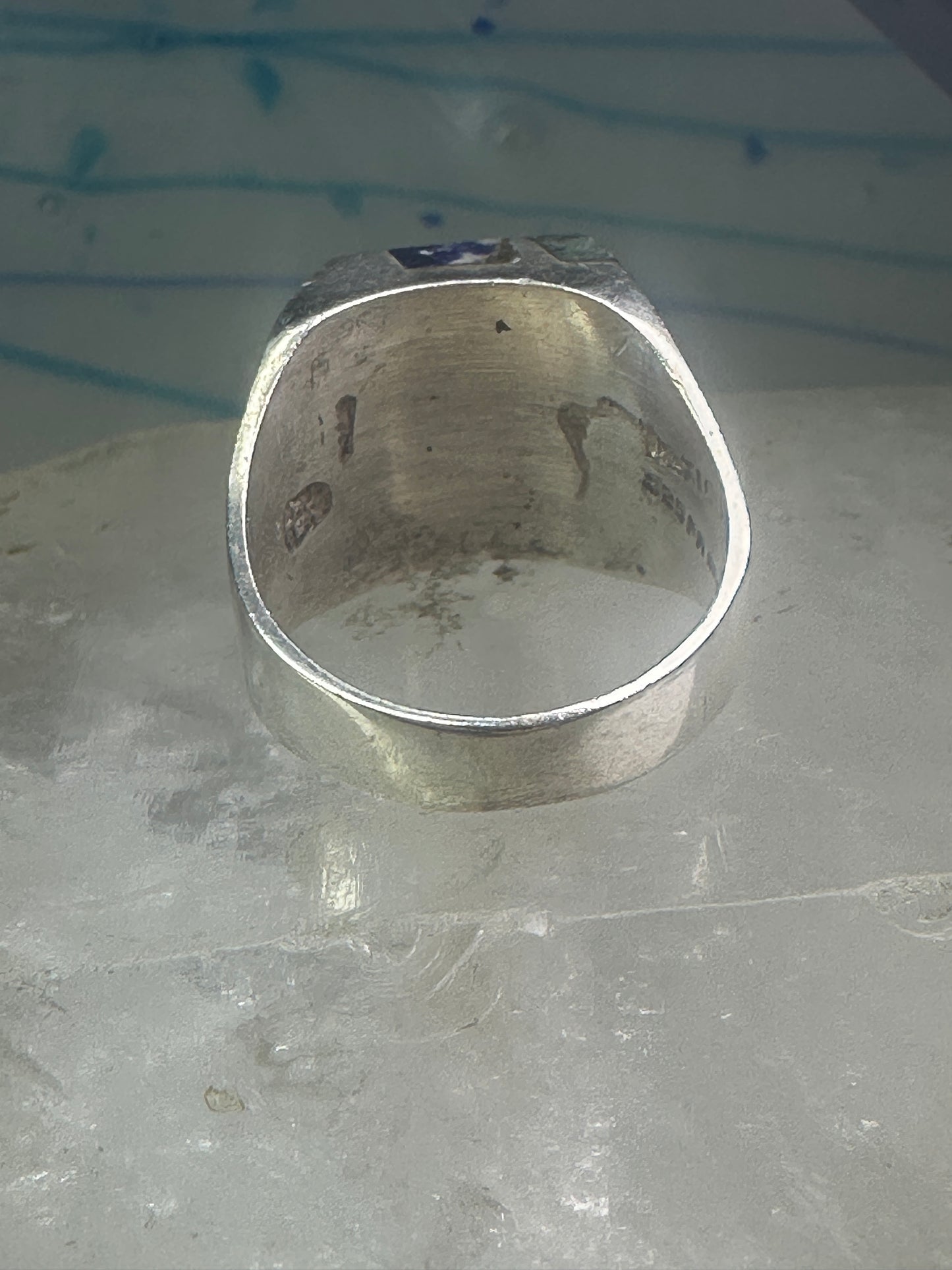 Onyx ring sodalite Mexico biker band size 10 sterling silver women men