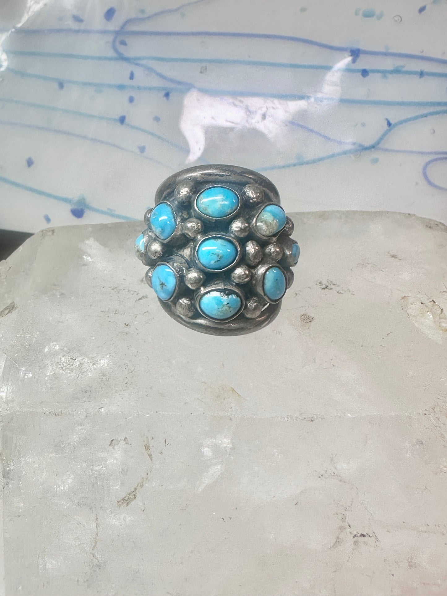 Navajo ring Dome Turquoise band size 6 sterling silver women girls