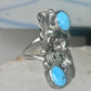 Vintage Sterling Silver Navajo Turquoise Squash Blossom Flower Ring Size 7.50 925