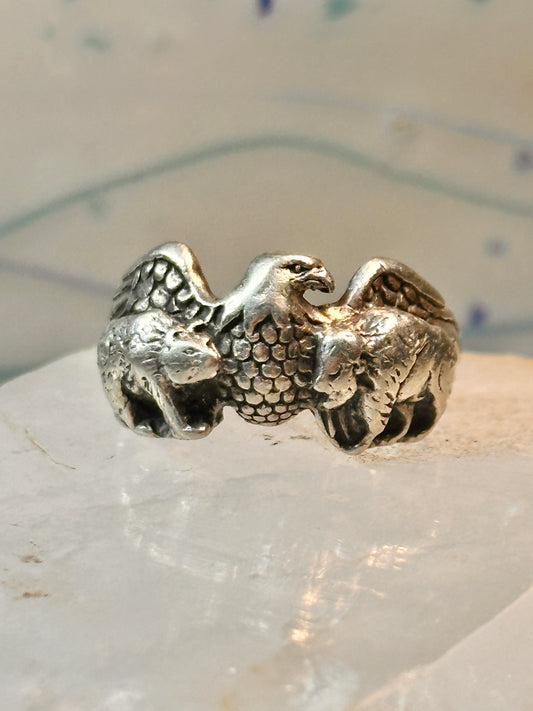 Eagle ring size 11 bear and bison band sterling silver women men