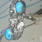 Vintage Sterling Silver Navajo Turquoise Squash Blossom Flower Ring Size 7.50 925