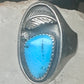 Vintage Sterling Silver Southwest Turquoise Leaf Ring Size 10.25 925