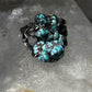 Brutalist turquoise ring size 5 southwest band sterling silver women girls