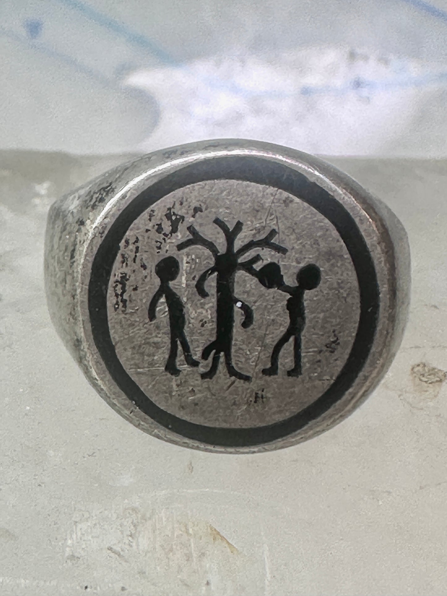 Adam Eve ring Religious Mexico band size 9 sterling silver women men