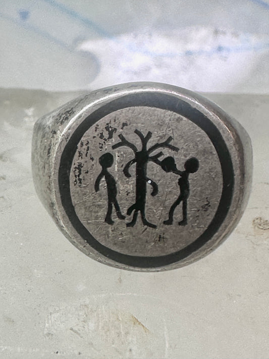 Adam Eve ring Religious Mexico band size 9 sterling silver women men